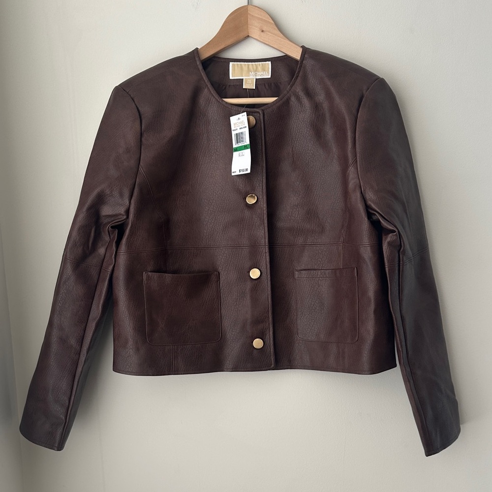 Michael Kors Dark Brown Leather Jacket
